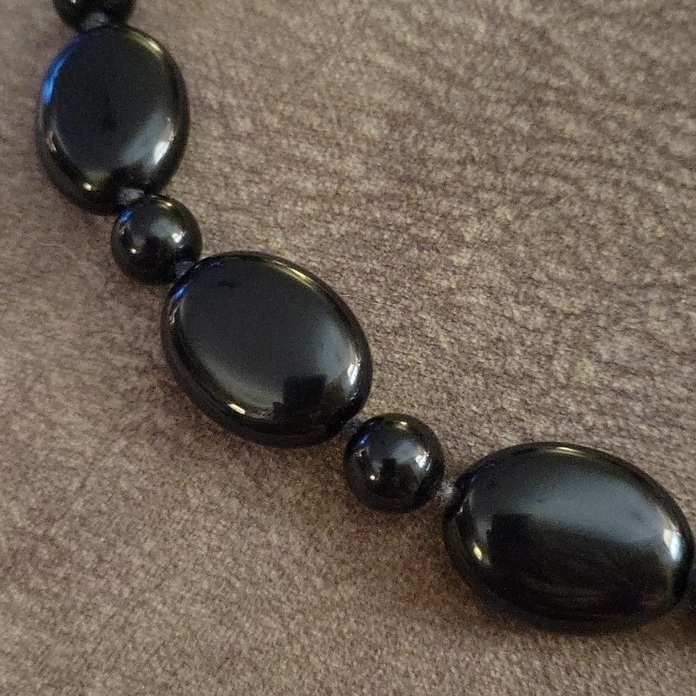 VTG Onyx Bead Knotted Collar Necklace - Picture 2 of 5